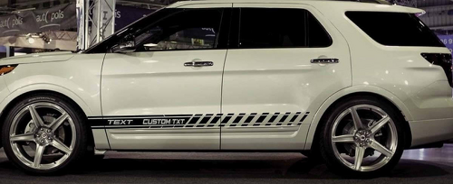TEXTE PERSONNALISÉ TXT Kit de décalcomanies en vinyle pour bas de porte et bas de caisse pour Ford Explorer 2010 2011 2012 2013 2015 2016 2018
