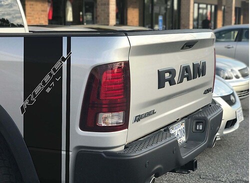 Autocollant en vinyle bandes Rebel 5,7L pour le côté de lit Dodge Ram 1500