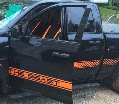Dodge ram 1500 vinyle autocollant racing rayures pour les deux côtés mopar hemi 5.7L Maintenant