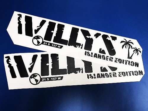 2x Jeep Wrangler Willys Islander Hood Decal Stickers Graphics
