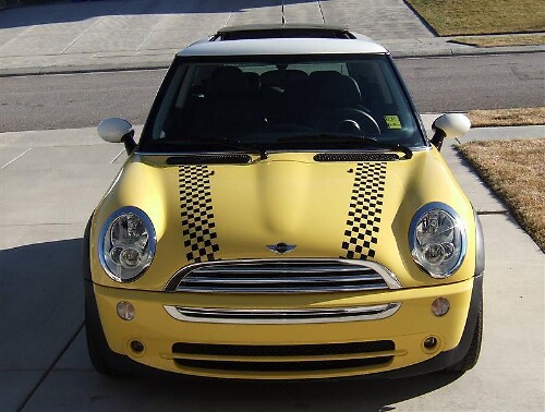 Autocollants En Vinyle Rayures Damier Pour Capot Mini Cooper 2002-2004