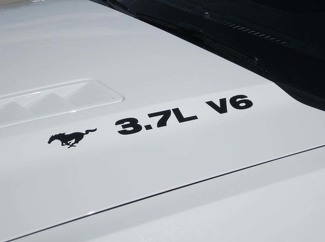 2011-2020 Ford Mustang 3.7 V6 avec autocollants de capot de poney Lot de 2 autocollants en vinyle