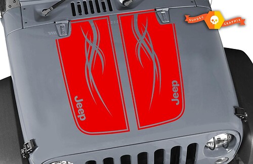 Autocollant Vinyle Capot avec Double Bandes et Motif Tribal pour Jeep Wrangler 1997-2017