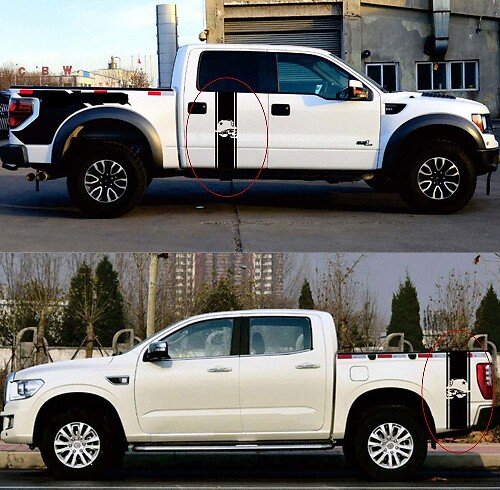 2x camion lit rayure crâne décalcomanie course rayure crâne vinyle autocollants pour Chevy GMC