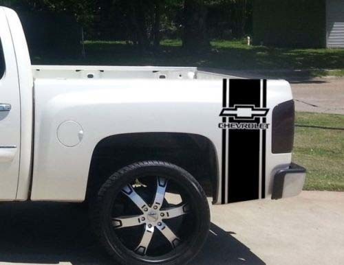 Autocollant personnalisé à rayures pour lit de camion Chevrolet, ensemble de (2) pour pick-up Chevy
