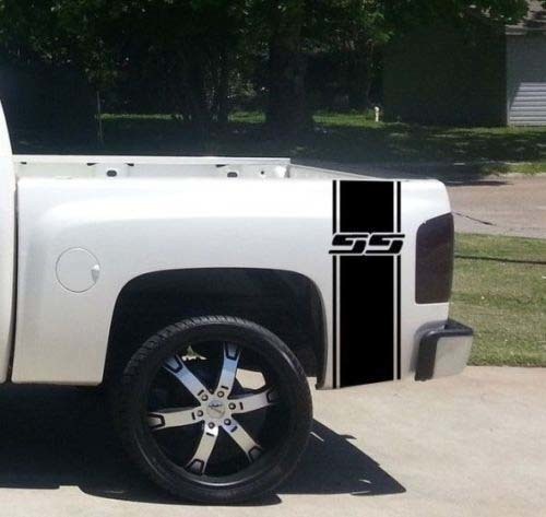 Autocollant en vinyle à bandes contours du logo SS pour table de chevet Chevrolet Silverado