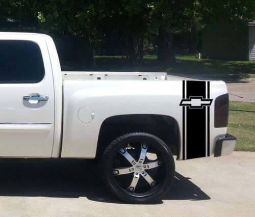 Autocollant en vinyle à bandes contours du logo Chevy pour le tableau de bord Chevrolet Silverado