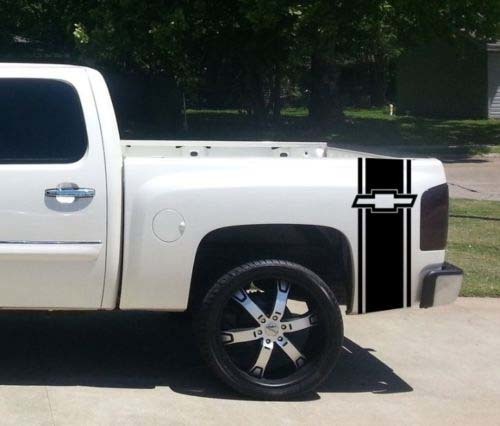Custom Truck Chevrolet Bow Tie Bed Stripe Autocollant Ensemble de (2) pour Chevy Pickup 2024
