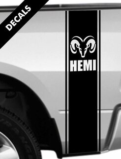 Dodge Ram 1500 2500 3500 Kit de décalcomanies pour camion de lit arrière Stripes RAM HEMI