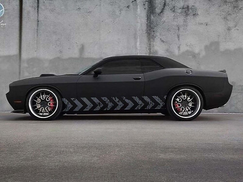 Autocollant vinyle latéral style flèches usées pour Dodge Challenger