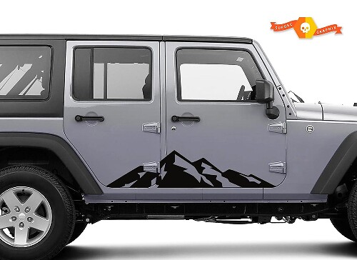Autocollants latéraux en vinyle style montagne pour Jeep Wrangler