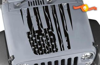Décalque de capot drapeau américain en détresse - Jeep wrangler