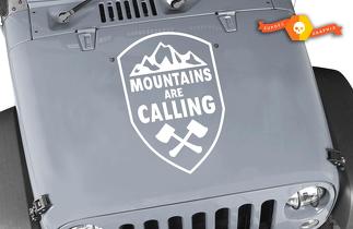 Les montagnes appellent le décalque d'autocollant de vinyle de crête s'adapte à n'importe quel capot- Jeep wrangler 22b