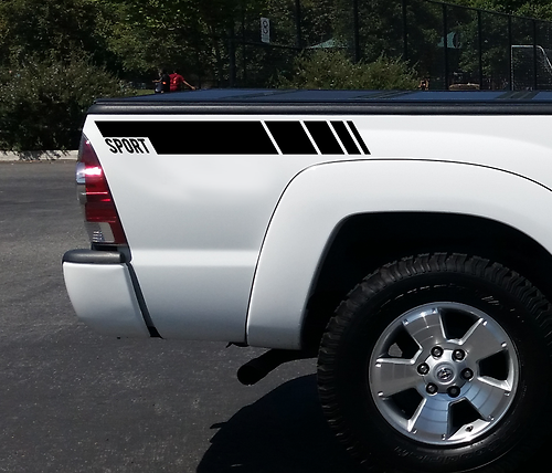 Autocollant vinyle à bandes style sport pour les côtés de lit Toyota Tundra