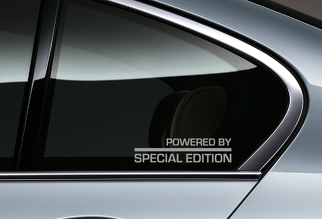 POWERED By Special Edition SILVER - Sticker autocollant Vinyl Racing Stripe Emblème de voiture