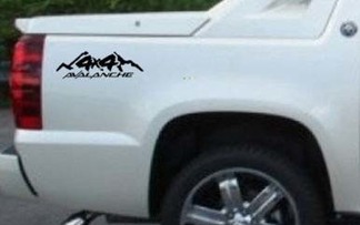 Noir Chevy Avalanche 4x4 Camion Bed Side Stripes Sticker Set Dimensionnement personnalisé