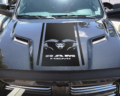 Autocollant Vinyle Rayures Capot Rebel pour Dodge Ram 1500-3500