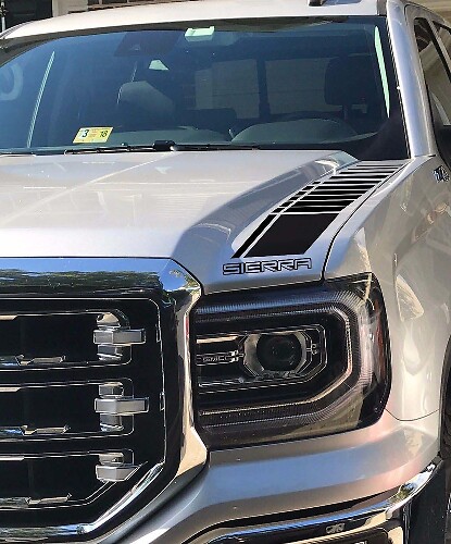 Kit de décalcomanies vinyle rayures à damier pour capot pour GMC Sierra