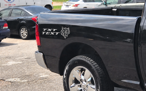 TXT TEXT Cat Head Pair Hellcat Style Côté de benne Autocollant vinyle pour Dodge Ram 1500