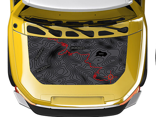 Autocollant vinyle de capot avec carte topographique et ligne de piste pour Toyota FJ Cruiser