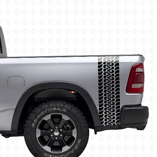 Ensemble d'autocollants en vinyle motif bande de roulement de pneu pour flanc de benne de camion Dodge Ram 2009-2018