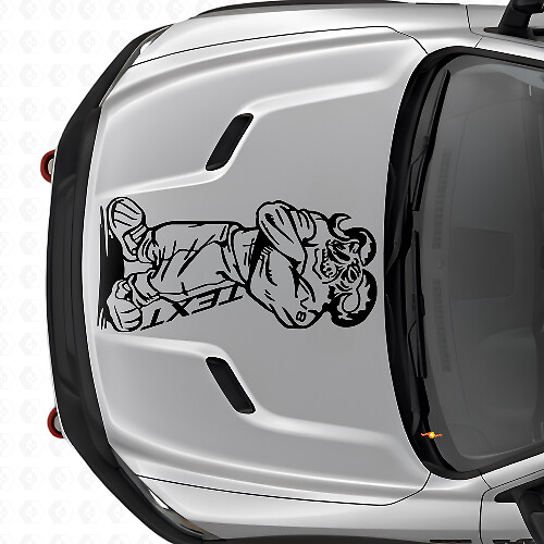 Gangster Rebel V8 avec texte personnalisé Autocollant vinyle capot pour camion Dodge Ram