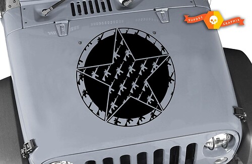 Autocollant vinyle Oscar Mike M4 M16A2 5.56 Rifle Star Hood pour Jeep Wrangler