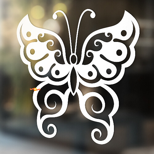 Autocollant Vinyle Universel Silhouette Papillon Tourbillons Ailes