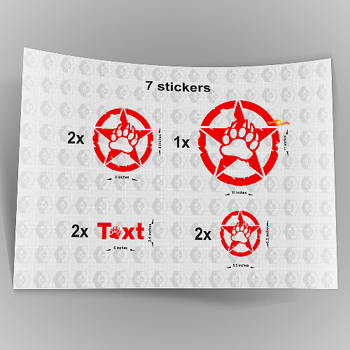 7x Jeep Bear Claw STAR Decal autocollants capot porte garde-boue TJ JK CJ YJ JL rubicon