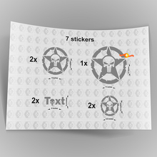 7x Jeep Punisher STAR Decal autocollants capot porte garde-boue TJ JK CJ YJ JL rubicon 2