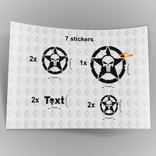 7x Jeep Punisher STAR Decal autocollants capot porte garde-boue TJ JK CJ YJ JL rubicon 3