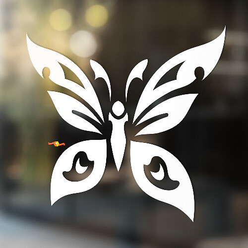 Autocollant Vinyle Universel Silhouette Papillon Style Tribal