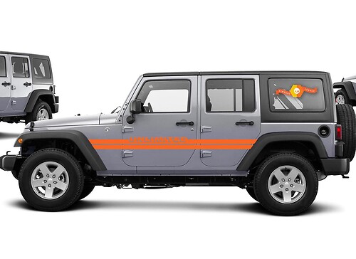 Jeep Wrangler Rubicon Stripes Autocollant Autocollant Graphique JK JKU Côté Vinyle ILLIMITÉ Orange

