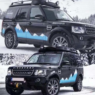 Décalque de jupe latérale d'autocollant de voiture de montagne de neige de graphiques pour la découverte de Land Rover