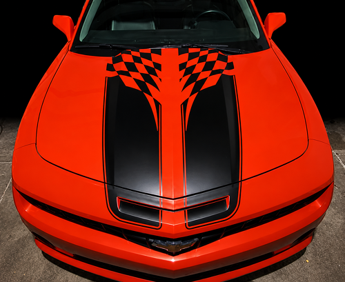 Autocollant vinyle capot bandes jumelles à damier pour Chevrolet Camaro SS, RS 2010-2013