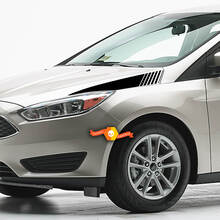 2011-2014 Ford Focus Hood Side Strobe Blackout Rally Racing Stripes Autocollants Autocollants
 2