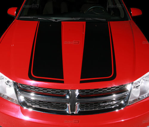 Autocollant vinyle bandes capot rallye pour Dodge Avenger