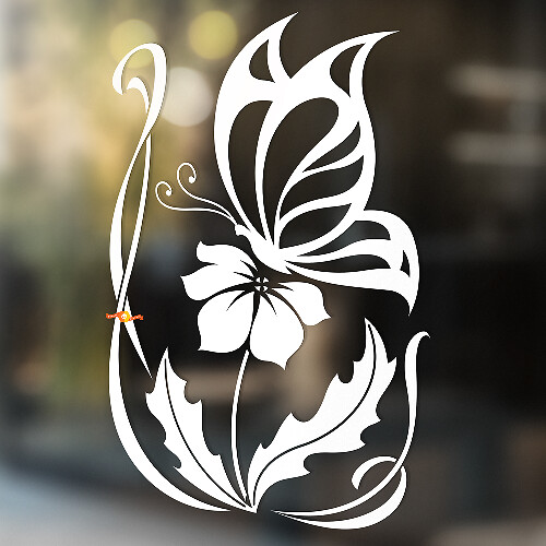 Autocollant universel en vinyle Papillon et Fleur