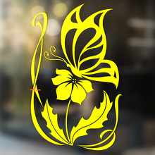 Autocollant universel en vinyle Papillon et Fleur_4