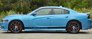 2X Dodge Charger MOPAR Rocker Panel décalcomanies Stripe Vinyl Graphics Kit 2011-2018