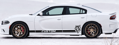 CUSTOM Cat Dual Stripes — Autocollant en vinyle (bas de caisse) pour Dodge Charger Hellcat 2011-2018