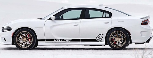 Autocollant Vinyle Latéral à Bandes Doubles Style Hellcat pour Dodge Charger 2011-2018