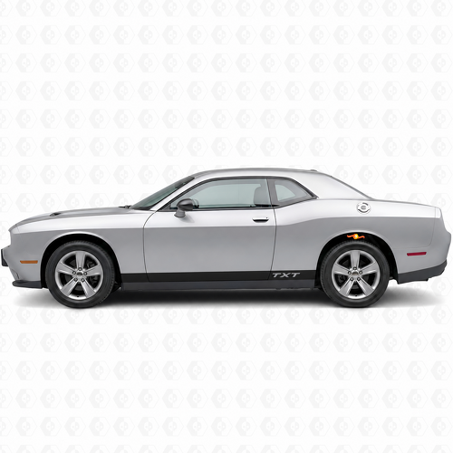 Paire de bandes latérales solides TXT Autocollant vinyle pour bas de caisse Dodge Challenger 2009-2018
