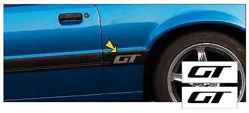 Kit d'autocollants vinyle logo GT pour panneau latéral de muscle car Musclecarmodel GT 1985-1986
