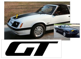1985-86 MUSTANG - AUTOCOLLANT DE CAPOT GT - UN AUTOCOLLANT - TAILLE D'USINE