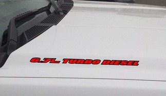 Autocollant en vinyle pour capot TURBO DIESEL 6,7 L compatible avec : Ford Powerstroke (contour)