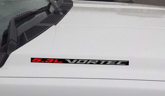5.3L Vortec capot vinyle autocollant autocollant : Chevrolet Silverado GMC Sierra (bloc) fond noir