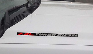 Autocollant en vinyle pour capot TURBO DIESEL 7,3 L : Ford Powerstroke F250 F350 (bloc) fond noir.