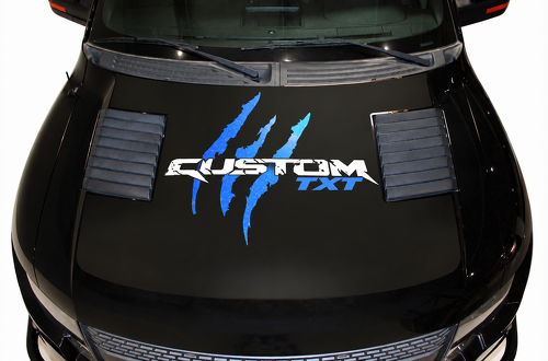 SVT CUSTOM TXT Blue Tear Graphic — Autocollant en vinyle (capot) pour Ford F-150 Raptor 2010-2014