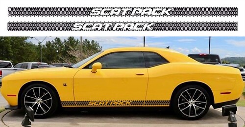 Autocollant Vinyle Latéral Rayures Nid d'Abeille Scat Pack pour Dodge Challenger 2011-2018